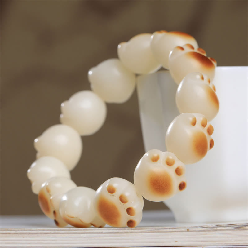 Buddha Stones Cute Cat Paw Claw Bodhi Seed Peace Bracelet - 16-17mm - image 1