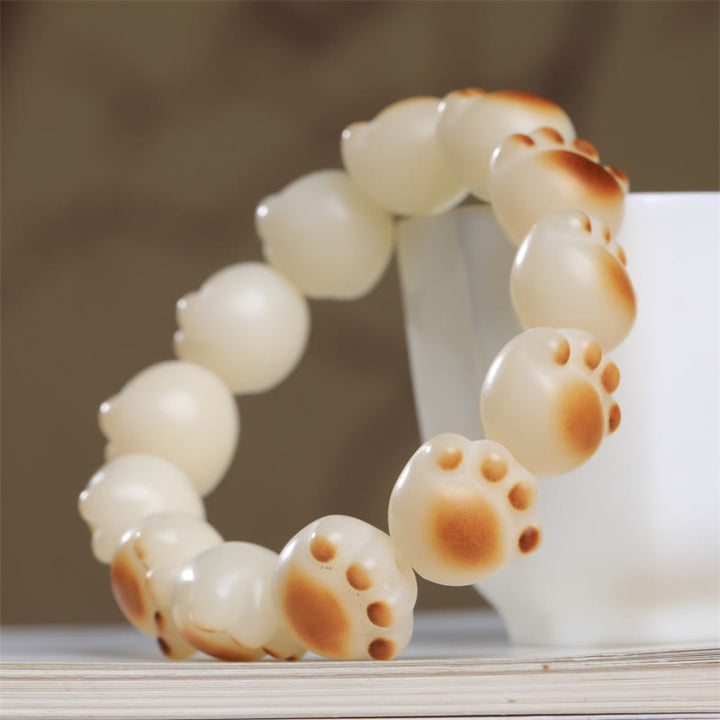Buddha Stones Cute Cat Paw Claw Bodhi Seed Peace Bracelet - 16-17mm - image 0