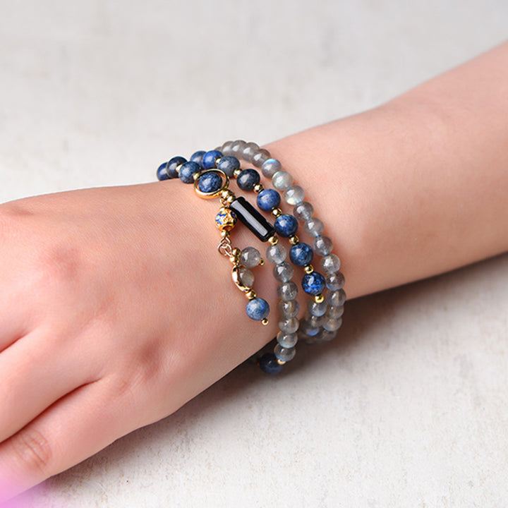 Buddha Stones Moonstone Lazurite Lapis Lazuli Calm Healing Positive Bracelet - image 10