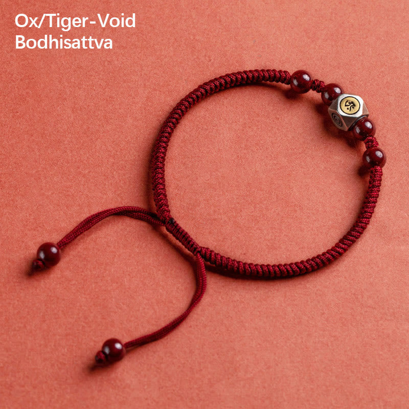 Buddha Stones 925 Sterling Silver Chinese Zodiac Natal Buddha Cinnabar Calm Bracelet - Ox/Tiger-Void Bodhisattva - Red(Wrist Circumference 14-18cm) - image 7