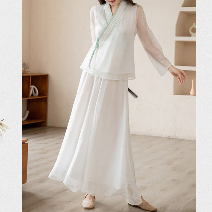 Retro Prayer Zen Spiritual Meditation Practice Chiffon Clothing Women's Set - image 17