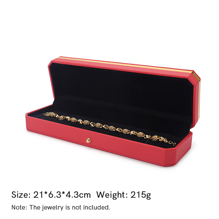 Jewelry Storage Box PU Leather Gift Box - Red - Chain Box (21*6.3*4.3cm) - image 22