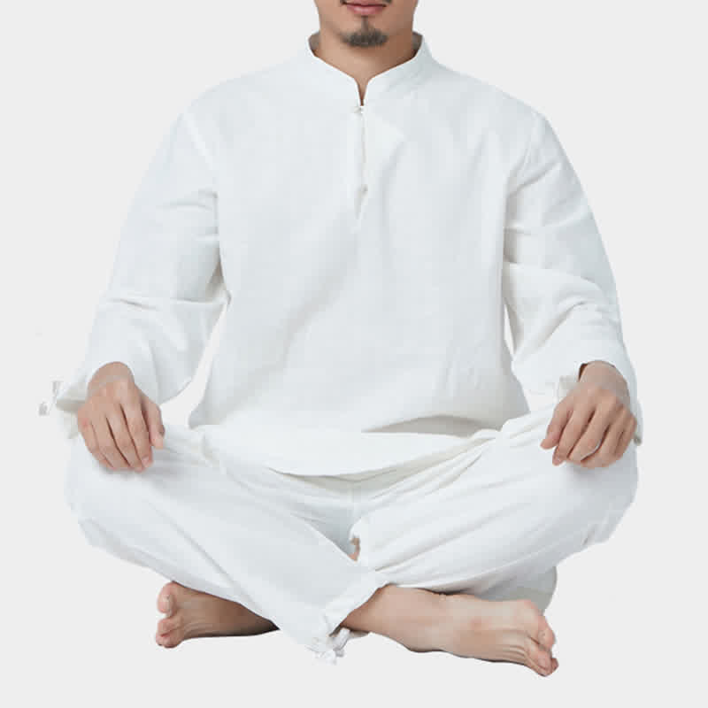 Spiritual Zen Meditation Yoga Prayer Practice Cotton Linen Clothing Men's Set