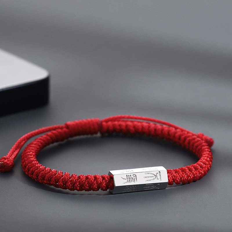 Buddha Stones 925 Sterling Silver Letter Engraving Blessing String Bracelet - image 1
