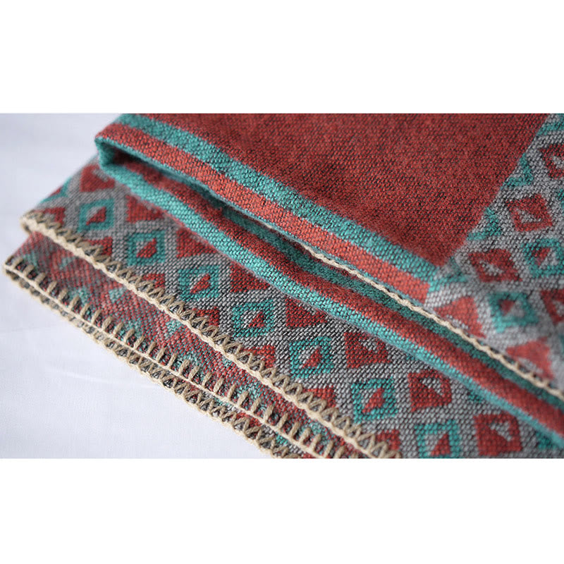 Tibetan Shawl Striped Diamond Pattern Winter Warm Soft Scarf - image 8