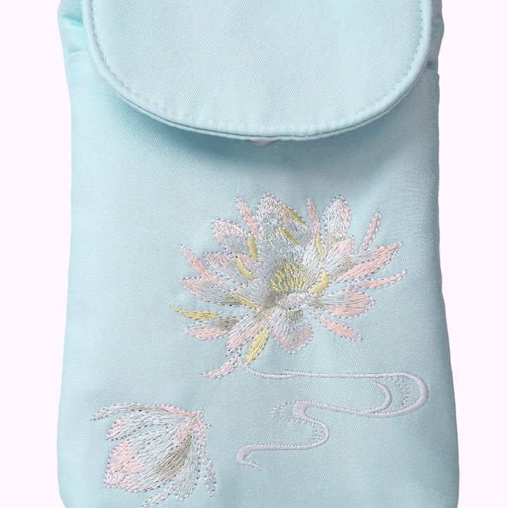 Buddha Stones Small Embroidered Flowers Crossbody Bag Shoulder Bag Double Layer Cellphone Bag