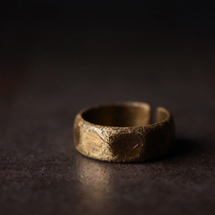 Tibetan Simple Design Copper Brass Frosted Wealth Ring - image 2