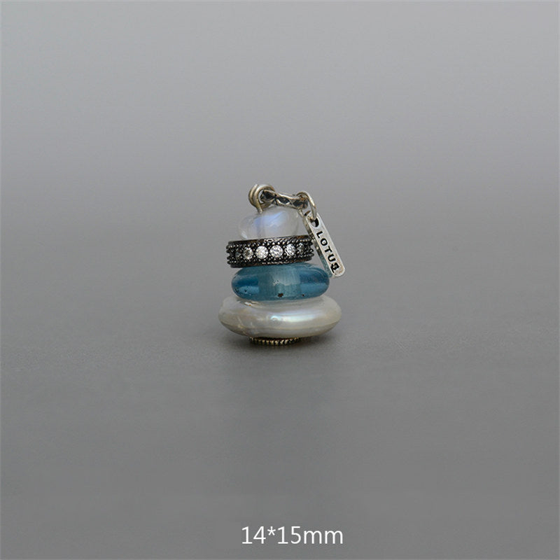 Buddha Stones Zen Cairn Labradorite Various Crystals Calm Pendant Necklace - Moonstone&Teal Glass Bead&Pearl Pendant 14*15mm - image 25