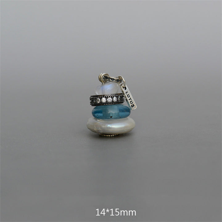 Buddha Stones Zen Cairn Labradorite Various Crystals Calm Pendant Necklace - Moonstone&Teal Glass Bead&Pearl Pendant 14*15mm - image 25
