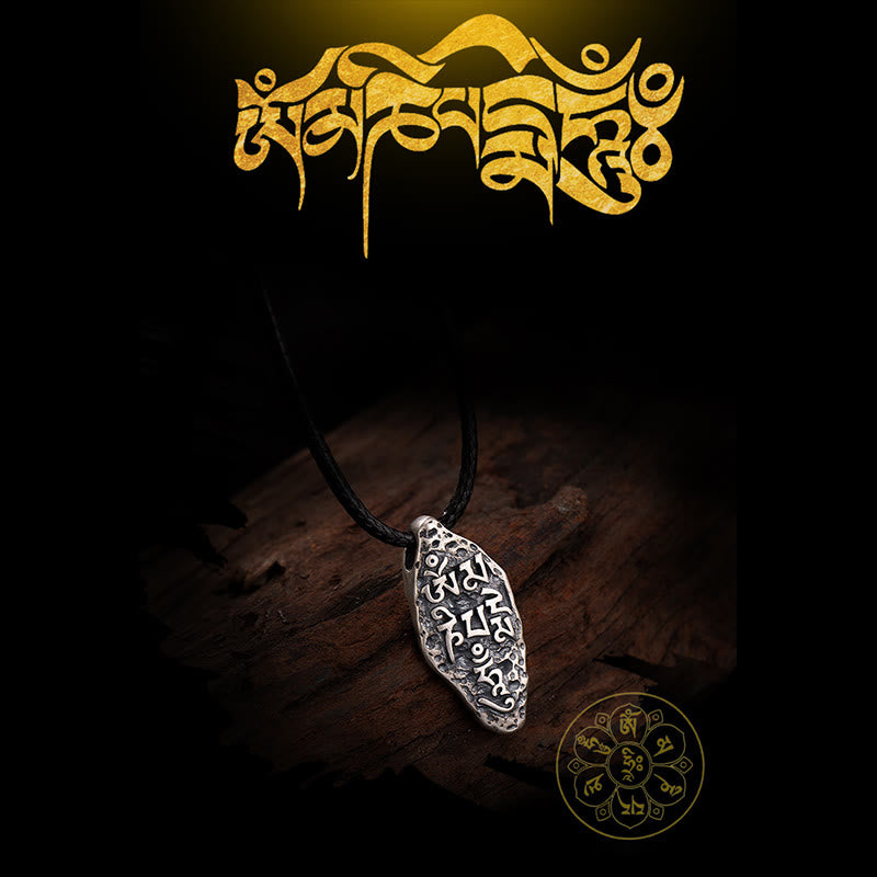 Buddha Stones Tibetan 925 Sterling Silver Om Mani Padme Hum Dorje Vajra Engraved Strength Necklace Pendant - image 13
