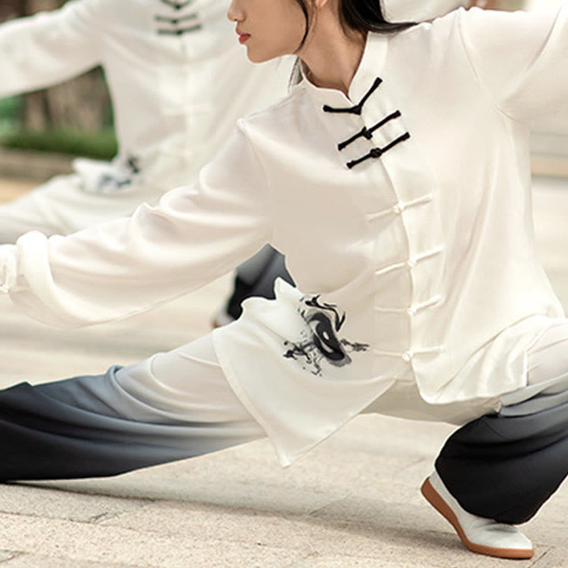 Buddha Stones 2Pcs Yin Yang Frog-Button Meditation Prayer Spiritual Zen Tai Chi Qigong Practice Unisex Clothing Set