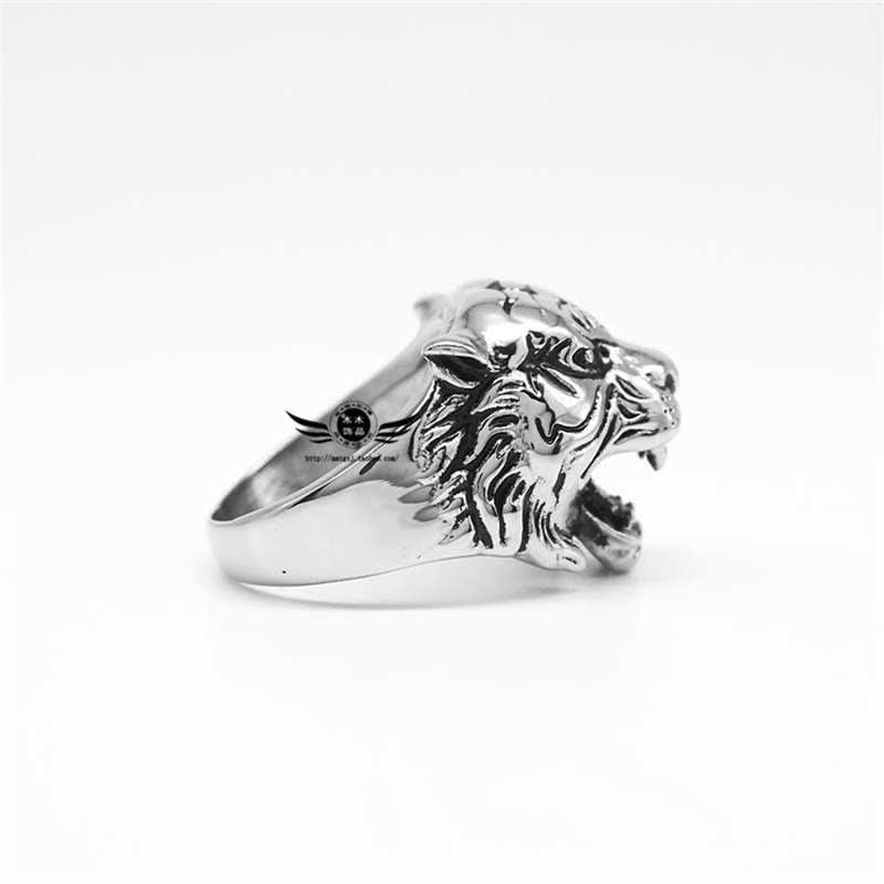 Men's Animal Tiger Head Titanium Steel Balance Calm Punk Rock Biker Ring