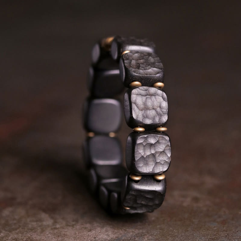 Buddha Stones Retro Ebony Wood Texture Style Copper Peace Balance Bracelet - image 1