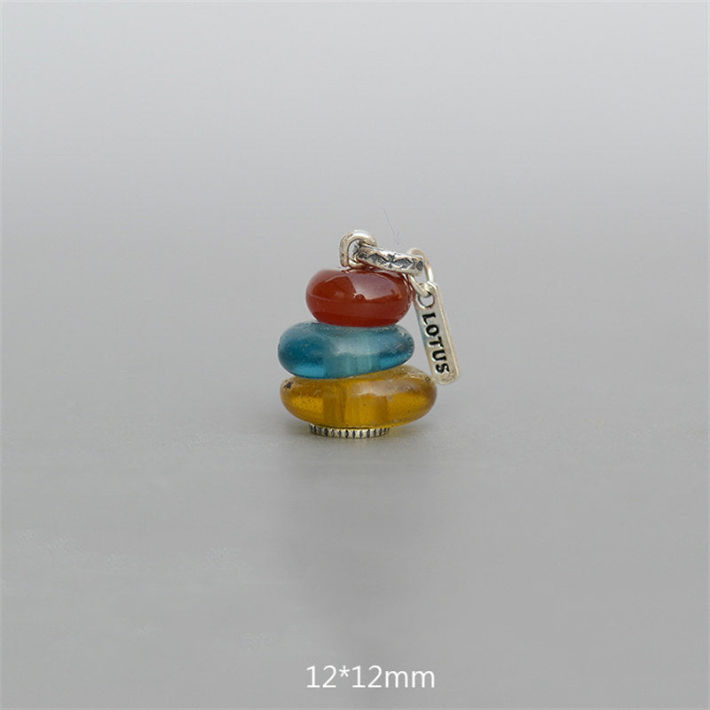 Buddha Stones Zen Cairn Labradorite Various Crystals Calm Pendant Necklace - Red Agate&Aqua Blue&Amber Glass Bead Pendant 12*12mm - image 16