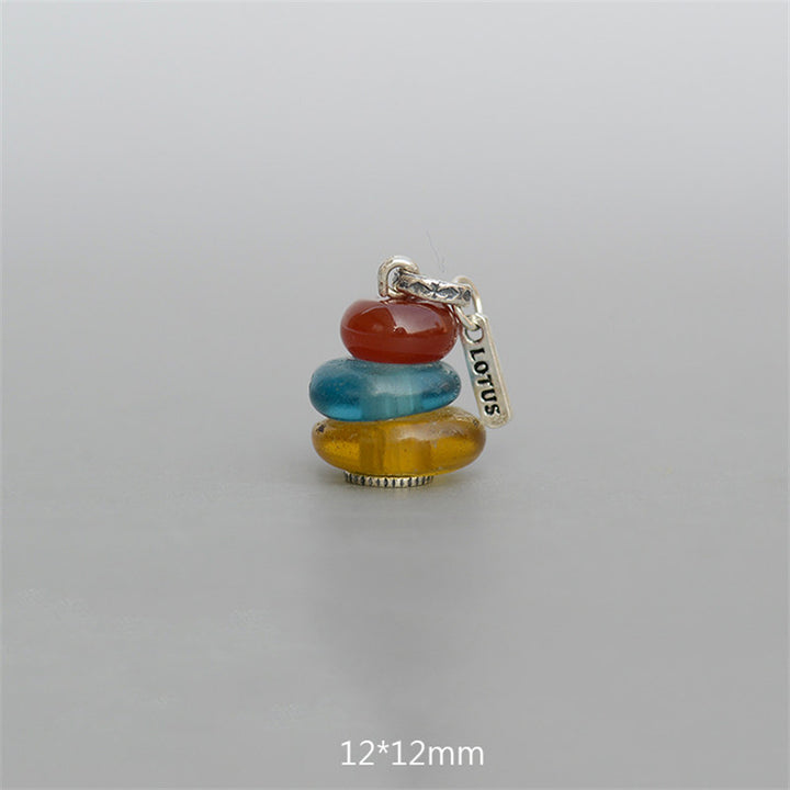 Buddha Stones Zen Cairn Labradorite Various Crystals Calm Pendant Necklace - Red Agate&Aqua Blue&Amber Glass Bead Pendant 12*12mm - image 16