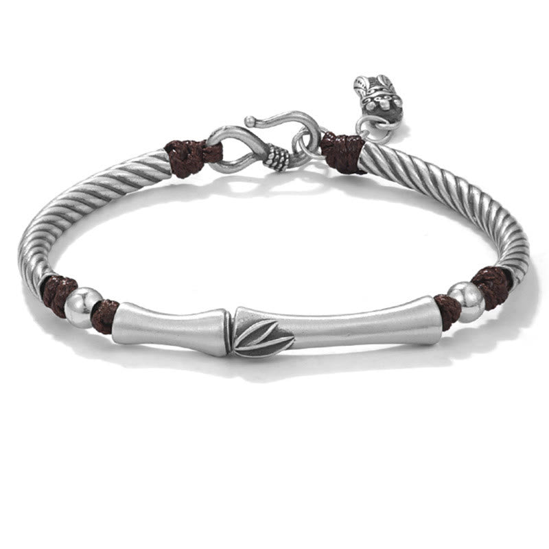 999 Sterling Silver Bamboo Pattern Cicada Luck Wealth Bracelet - image 15