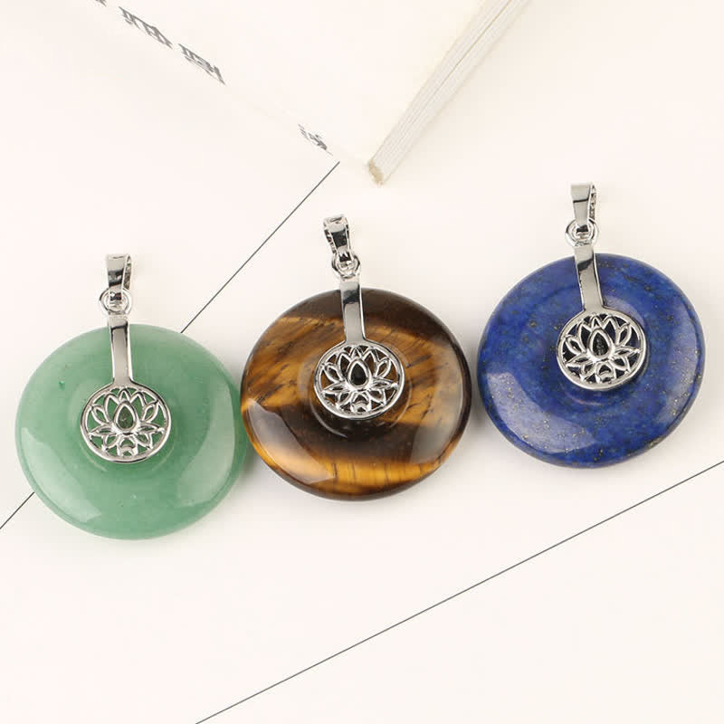 Buddha Stones Various Crystal Amethyst Pink Crystal Lotus Healing Necklace Pendant - image 3