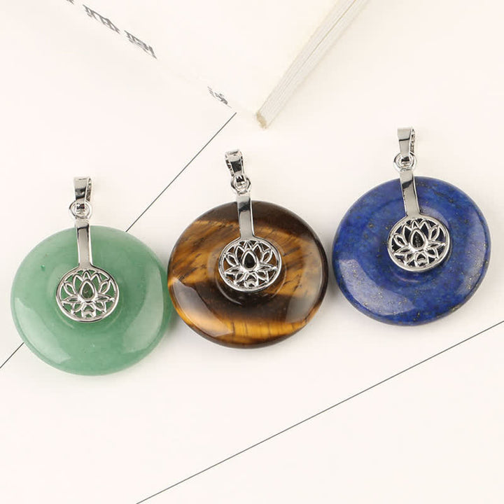 Buddha Stones Various Crystal Amethyst Pink Crystal Lotus Healing Necklace Pendant - image 3