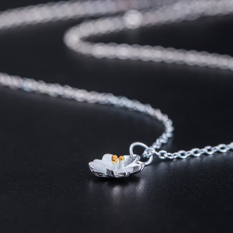 Buddha Stones 925 Sterling Silver Cherry Blossom Flower Blessing Necklace Pendant - image 9