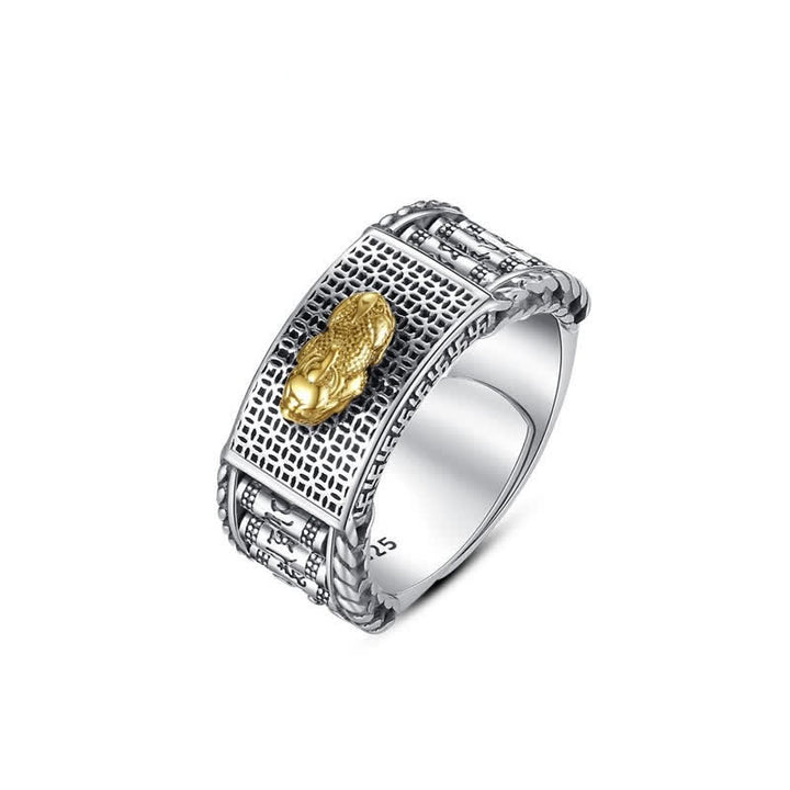 Buddha Stones Lucky FengShui PiXiu Wealth Prayer Wheels Couple Ring - image 9