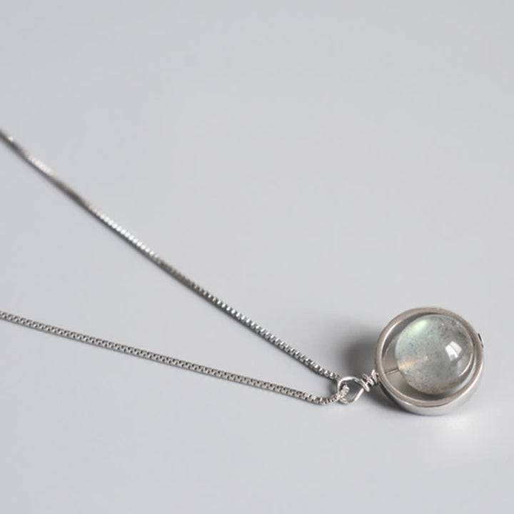 Buddha Stones 925 Sterling Silver Moonstone Love Planet Rotatable Pattern Necklace Pendant - image 11