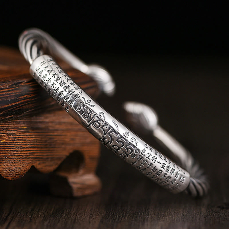 Buddha Stones Tibetan Om Mani Padme Hum Heart Sutra Purity Cuff Bracelet - image 0