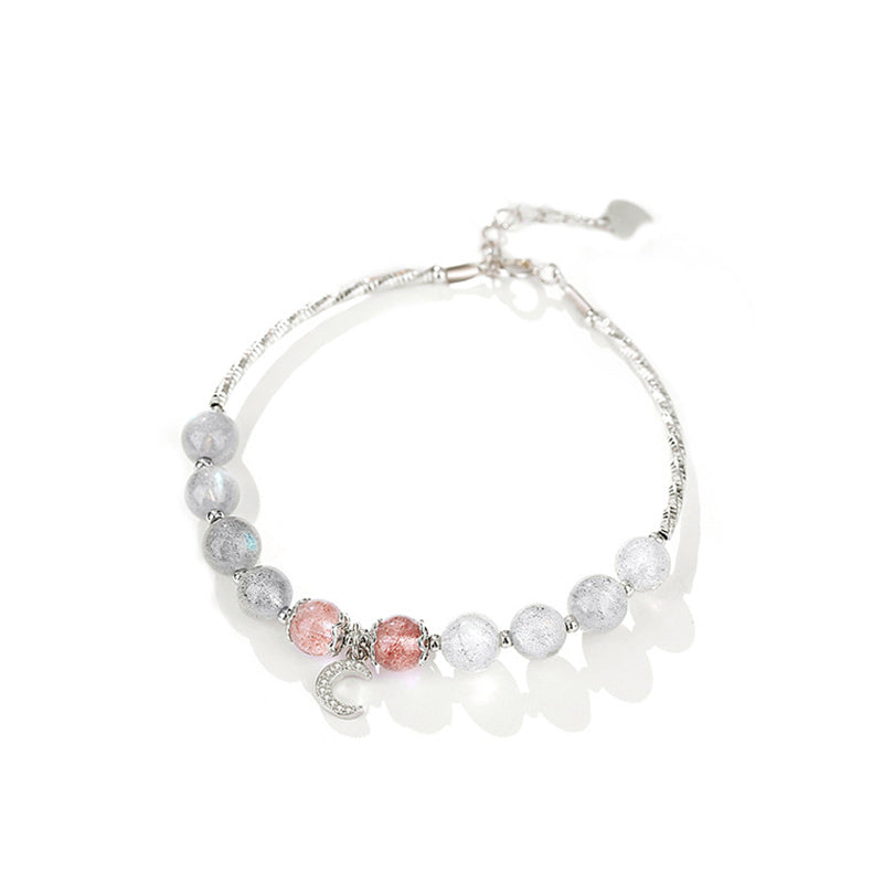 Buddha Stones Strawberry Quartz Moonstone Luck Moon Charm Bracelet - image 7