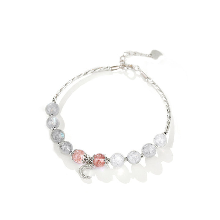 Buddha Stones Strawberry Quartz Moonstone Luck Moon Charm Bracelet - image 7