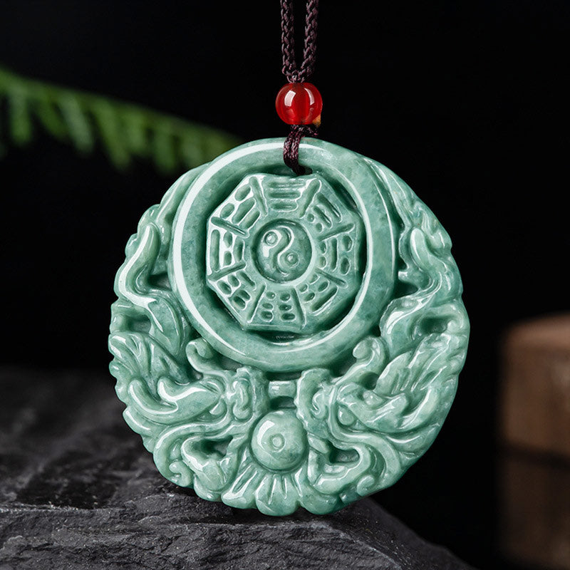 Buddha Stones Dragon Jade Yin Yang Balance Necklace String Pendant - image 2