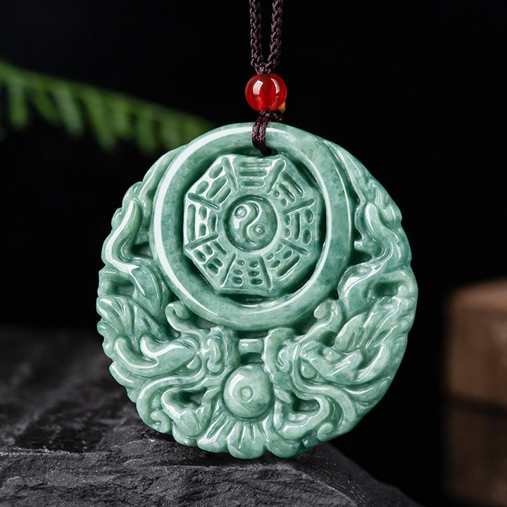 Buddha Stones Dragon Jade Yin Yang Balance Necklace String Pendant - image 2