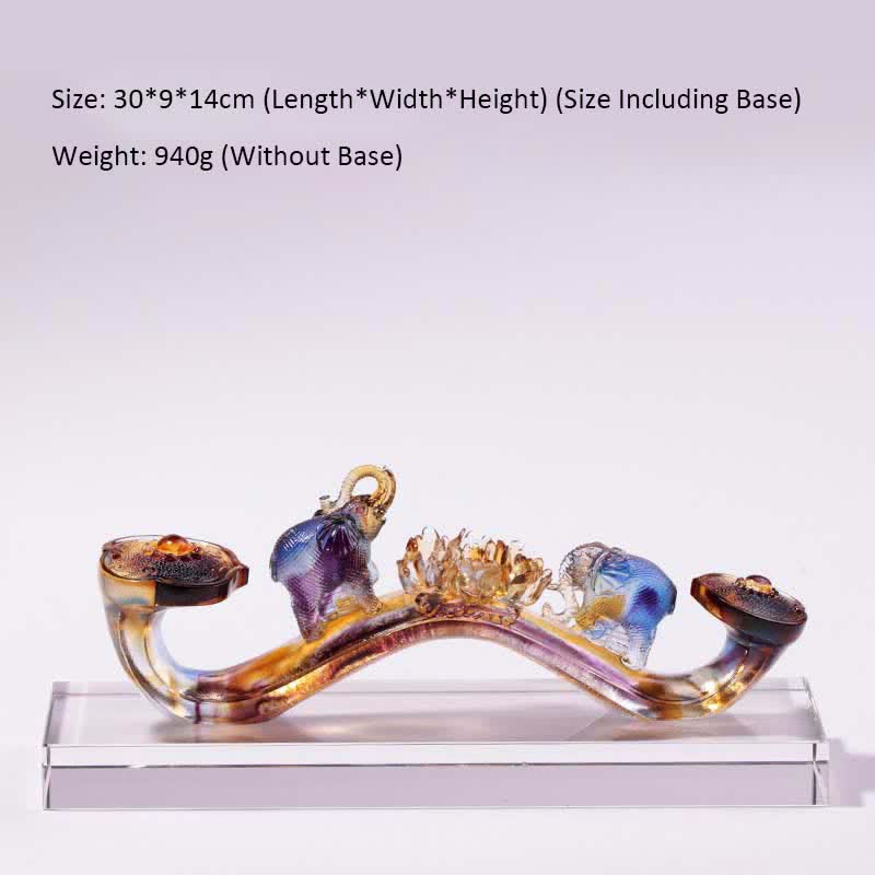 Handmade Liuli Crystal Ruyi Elephant Art Piece Home Decoration With Crystal Base - 30*9*14cm - image 2