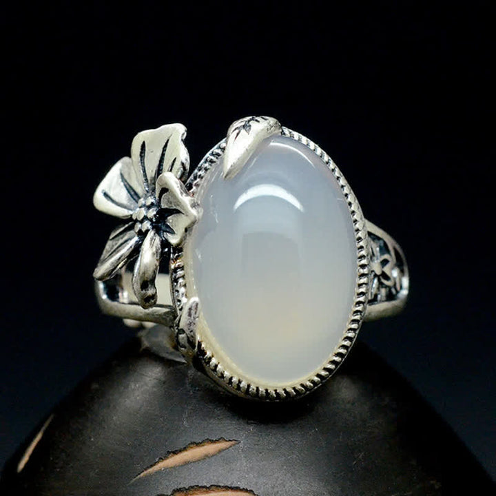 990 Sterling Silver Natural Chalcedony Plum Positive Harmony Ring - image 13