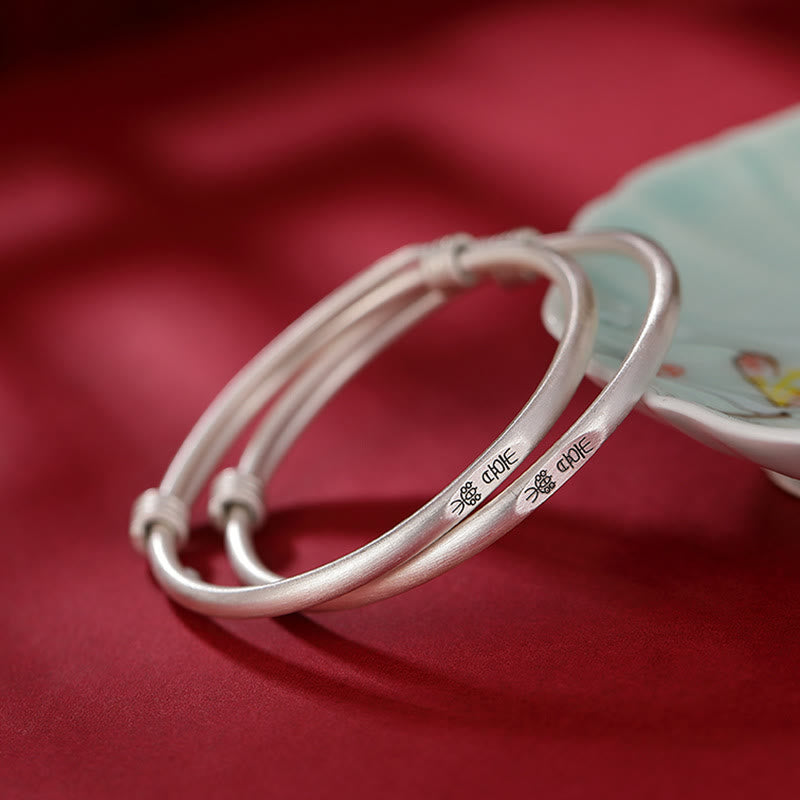Buddha Stones 999 Sterling Silver Peace And Joy Protection Kids Child Bracelet Bangle - image 9