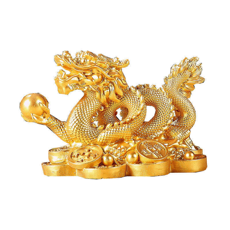 Feng Shui Dragon Copper Coin Wealth Success Luck Decoration - Gold - 11cm*6cm*7cm - image 0