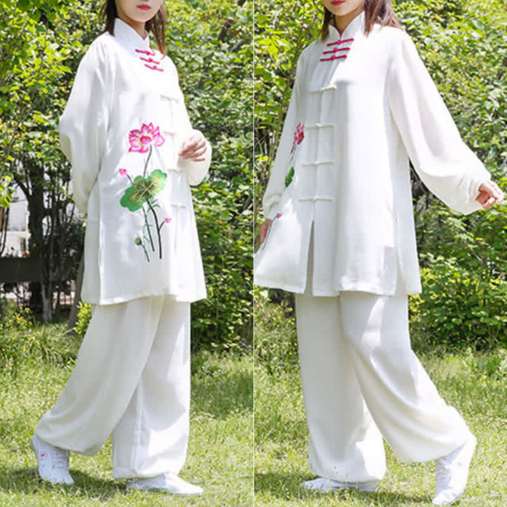 Lotus Flower Leaf Pattern Tai Chi Meditation Prayer Spiritual Zen Practice Clothing Women's Set - image 11