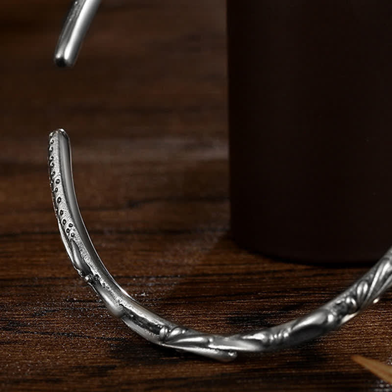 925 Sterling Silver Handmade Vines Engraved Protection Bracelet Bangle - image 8