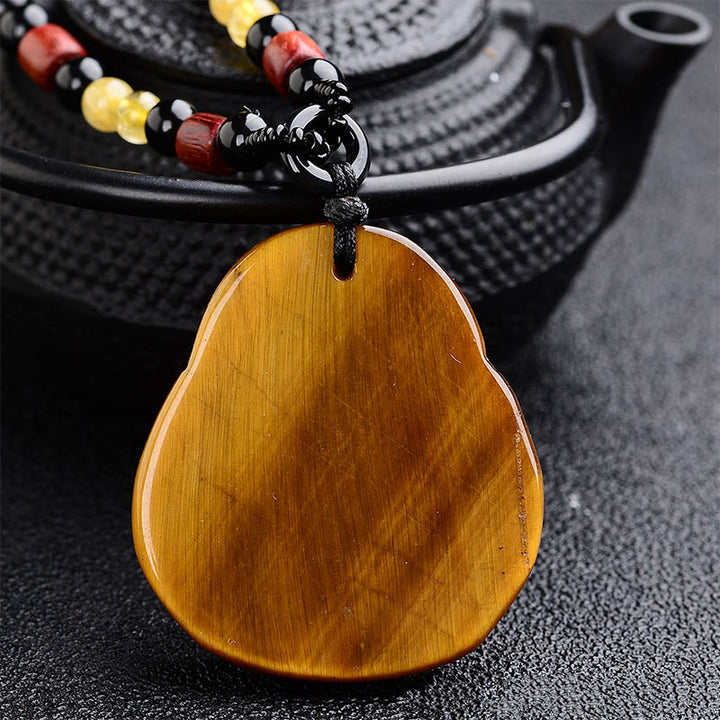 Buddha Stones Tiger's Eye Laughing Buddha Blessing Necklace - image 3
