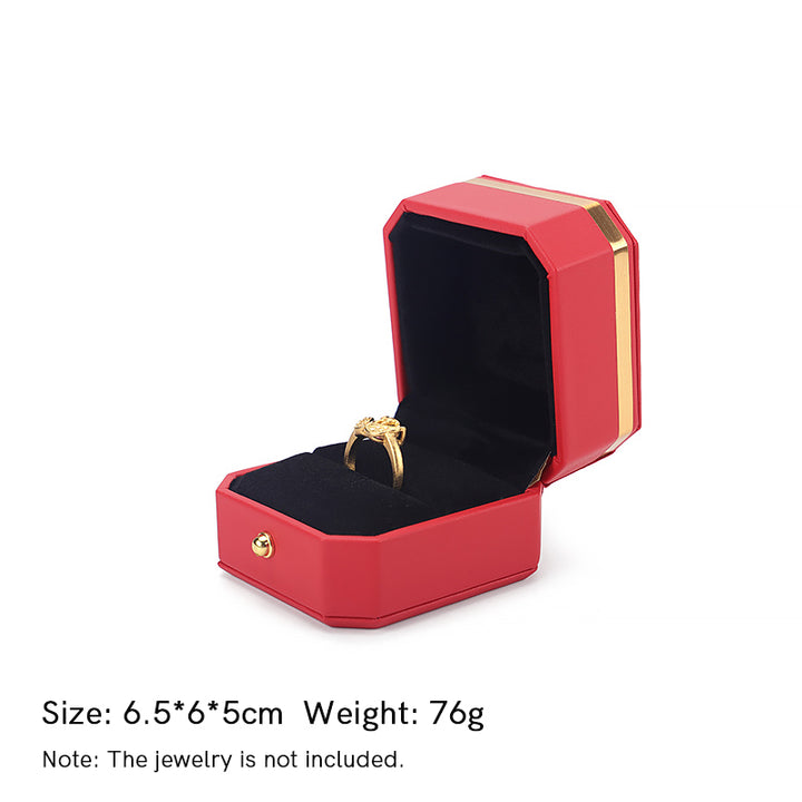 Jewelry Storage Box PU Leather Gift Box - Red - Ring Box (6.5*6*5cm) - image 18