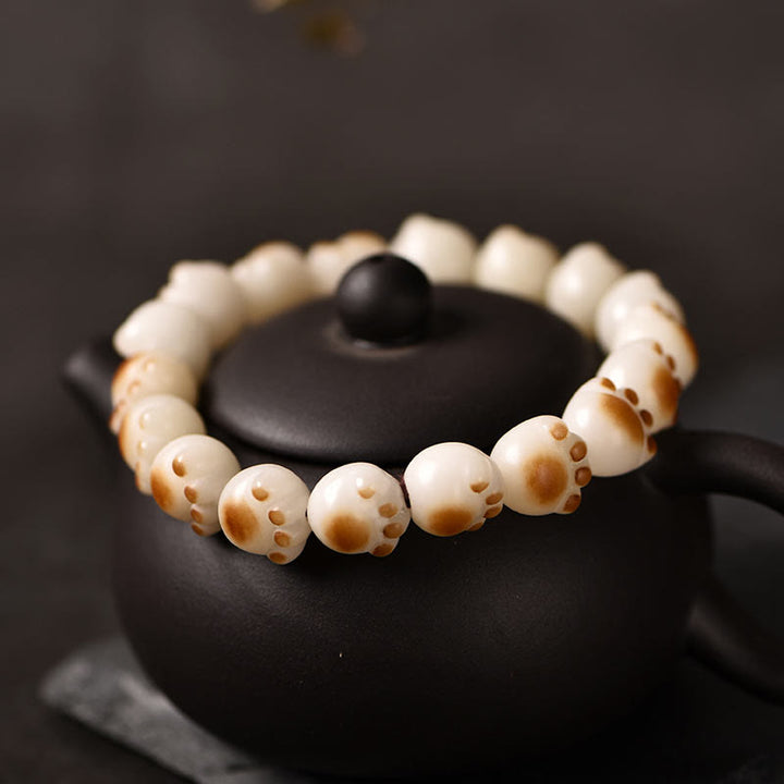 Buddha Stones Cute Cat Paw Claw Bodhi Seed Peace Bracelet - image 8