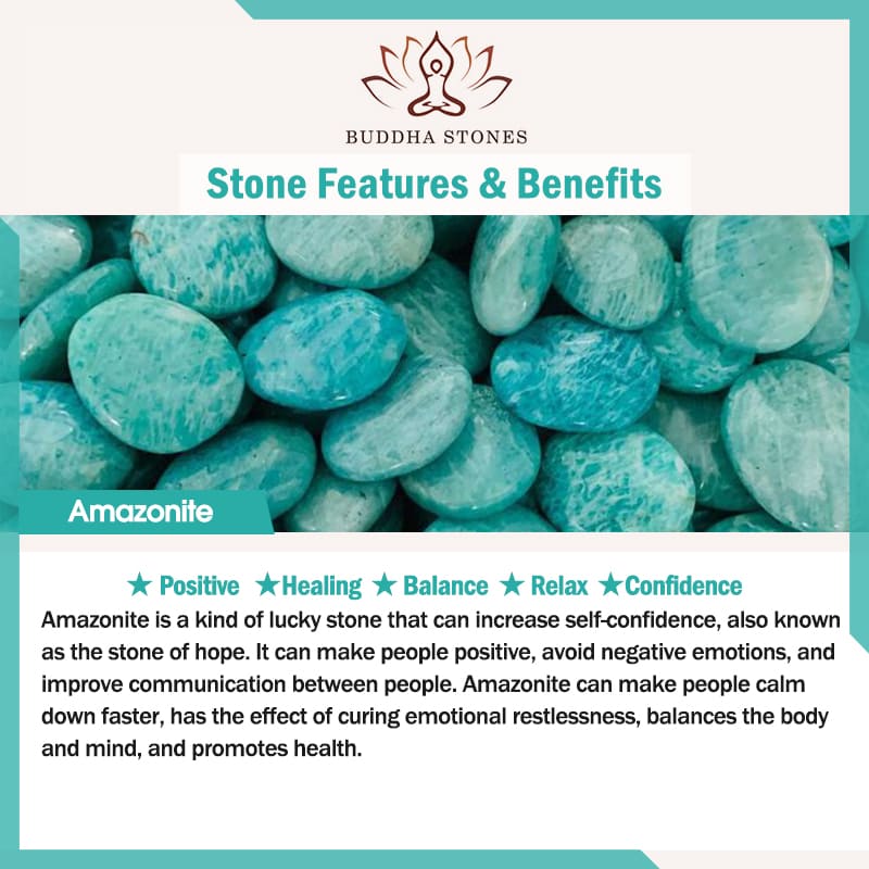 Buddha Stones Natural Amazonite Stone Healing Lotus Mala Bracelet - image 7