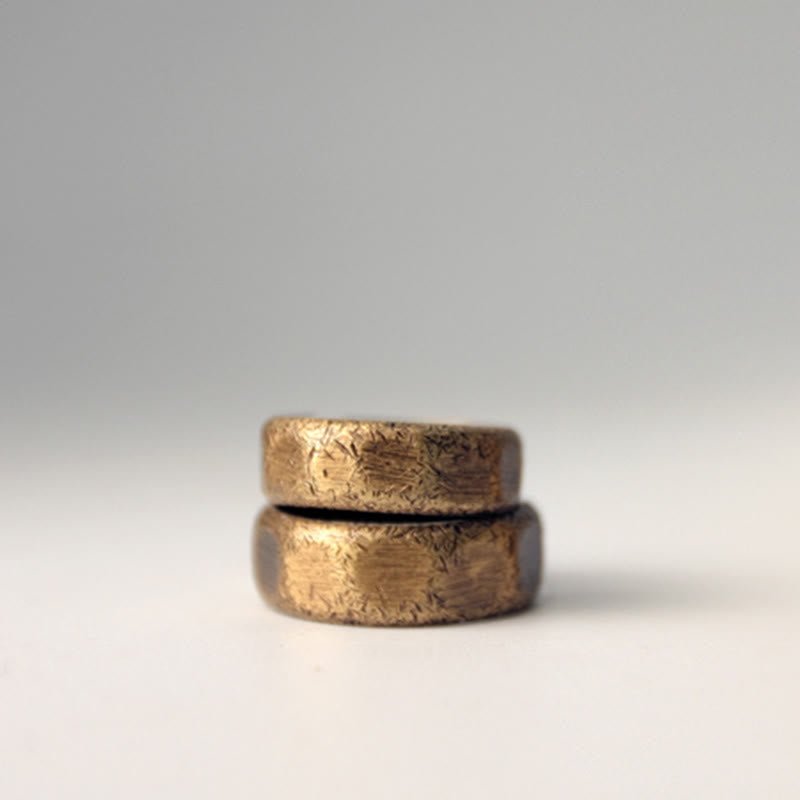 Tibetan Simple Design Copper Brass Frosted Wealth Ring - image 21