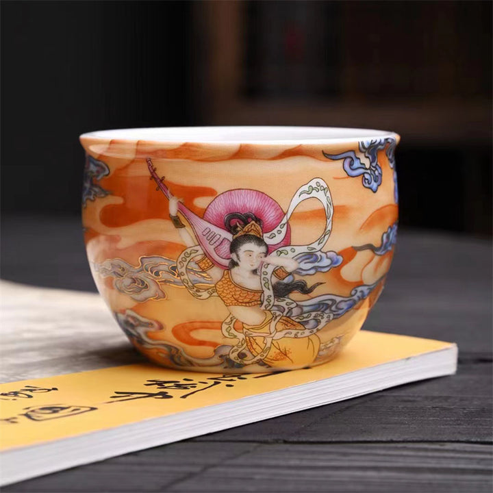 Buddha Stones Dunhuang Color Flying Apsaras Teacup Kung Fu Tea Cup