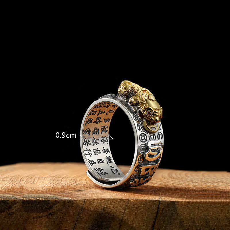 Buddha Stones Tibetan 990 Sterling Silver Om Mani Padme Hum PiXiu Dorje Vajra Heart Sutra Engraved Wealth Ring - image 7