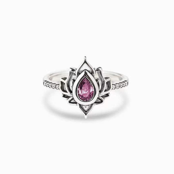 Buddha Stones Sterling Silver Lotus Zircon Blessing Protection Ring - image 15