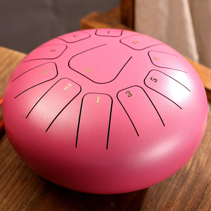 Buddha Stones Steel Tongue Drum Sound Healing Mindfulness Meditation Yoga Drum Kit 11 Note 8 Inch - Pink - image 15