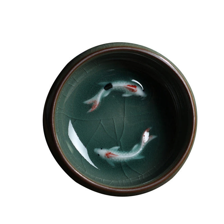 Buddha Stones Colorful Koi Fish Ceramic Teacup Kung Fu Tea Cup Bowl - image 7
