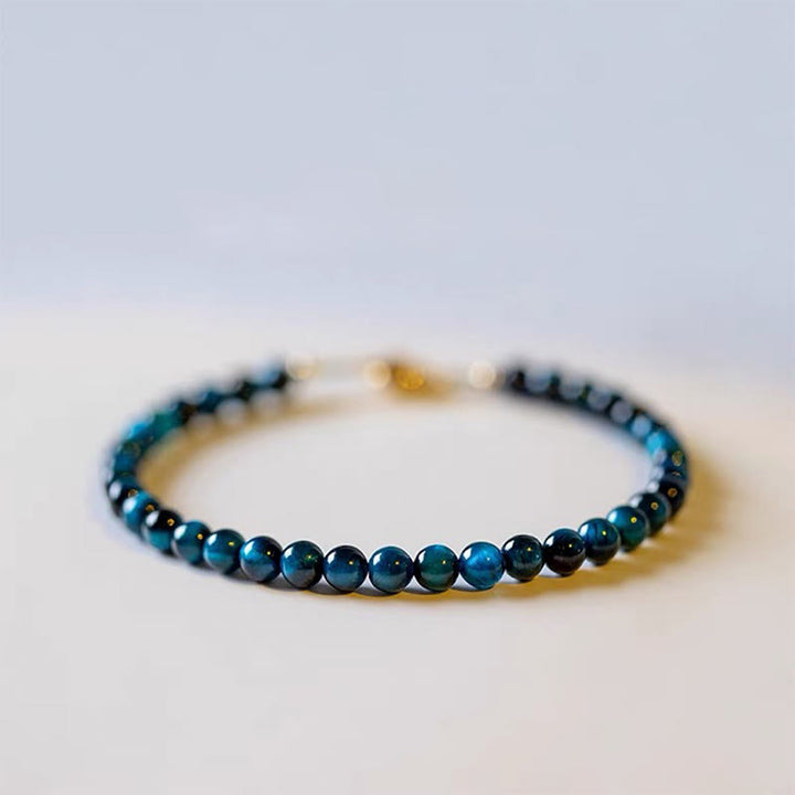 Buddha Stones Natural Blue Tiger Eye Stone Protection Chain Bracelet