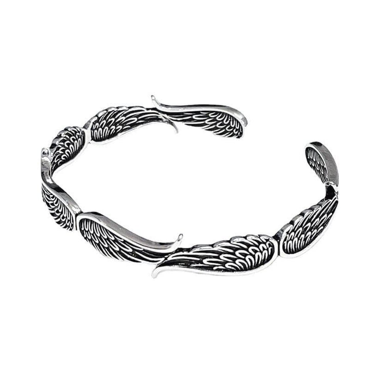 Buddha Stones Angel Wings Feather Pattern Carved Luck Cuff Bracelet Bangle - image 8