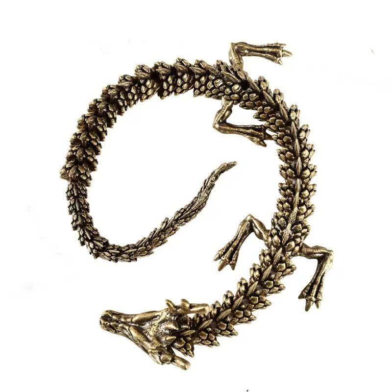 Brass Copper Dragon Wealth Luck Protection Statue Figurine Home Decoration - image 5