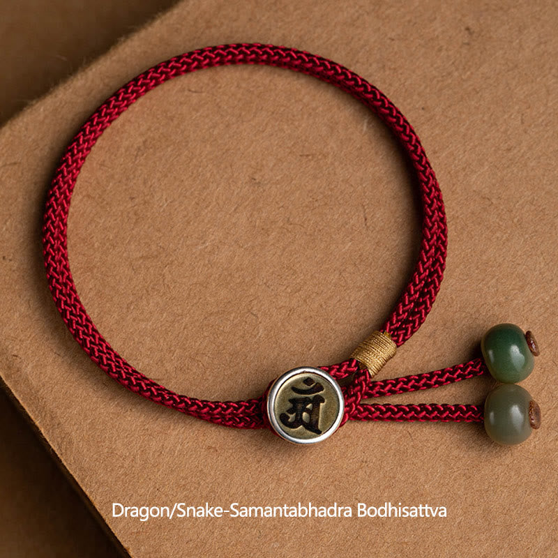 Buddha Stones 925 Sterling Silver Handmade Chinese Zodiac Natal Buddha Cyan Bodhi Seed Protection Braided Red String Bracelet - Dragon/Snake-Samantabhadra Bodhisattva(Wrist Circumference 14-18cm) - image 7